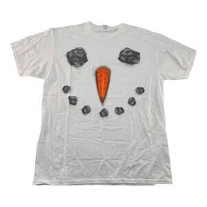 Christmas Frosty Snowman Face Graphic Winter Funny Men's T-Shirt White sz L